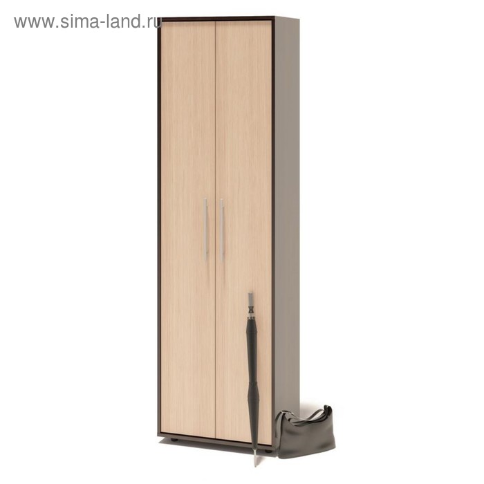 Шкаф распашной, 600 × 429 × 2087 мм, цвет корпус венге/фасад белёный дуб