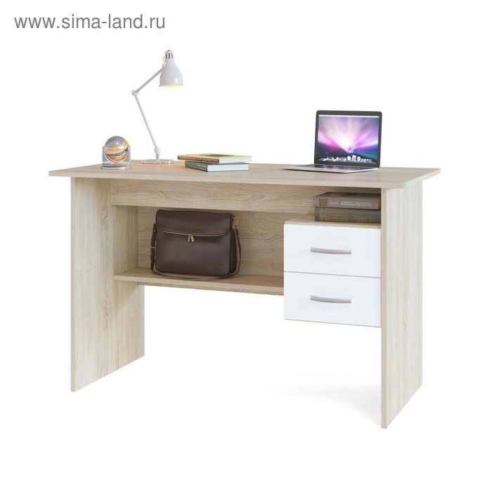 Компьютерный стол, 1200 × 600 × 740 мм, цвет дуб сонома/белый стол с полками 600 × 600 × 850 мм цвет белый дуб сонома