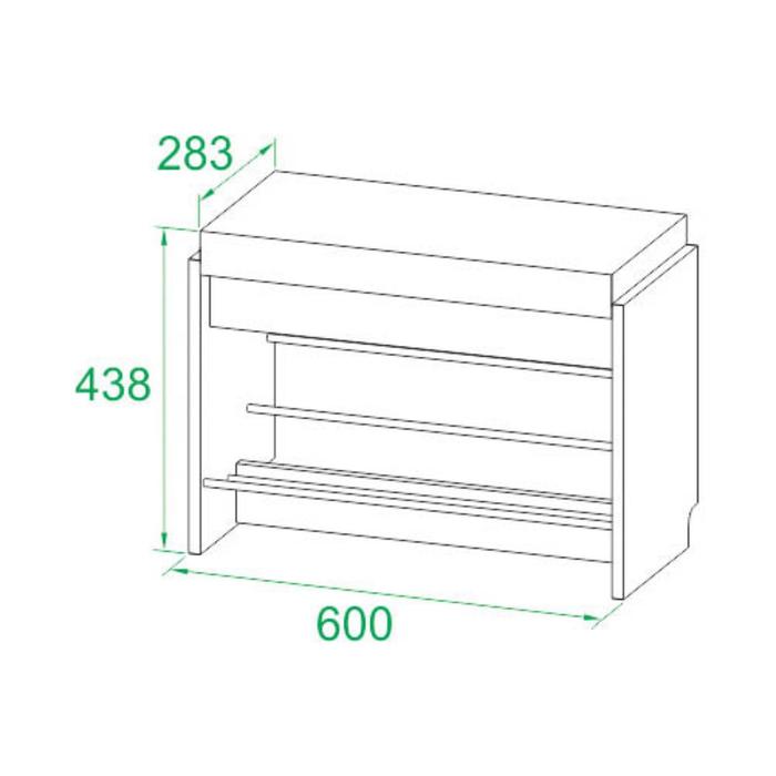 Обувница, 600 × 281 × 438 мм, цвет белёный дуб