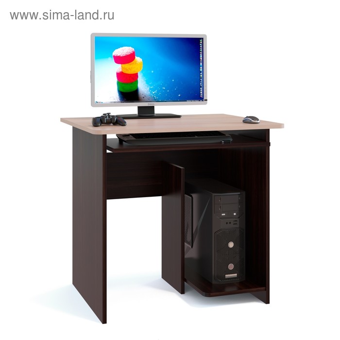 стол компьютерный кст 105 1350 × 600 × 750 мм цвет венге белёный дуб Компьютерный стол, 800 × 600 × 740 мм, цвет венге/белёный дуб