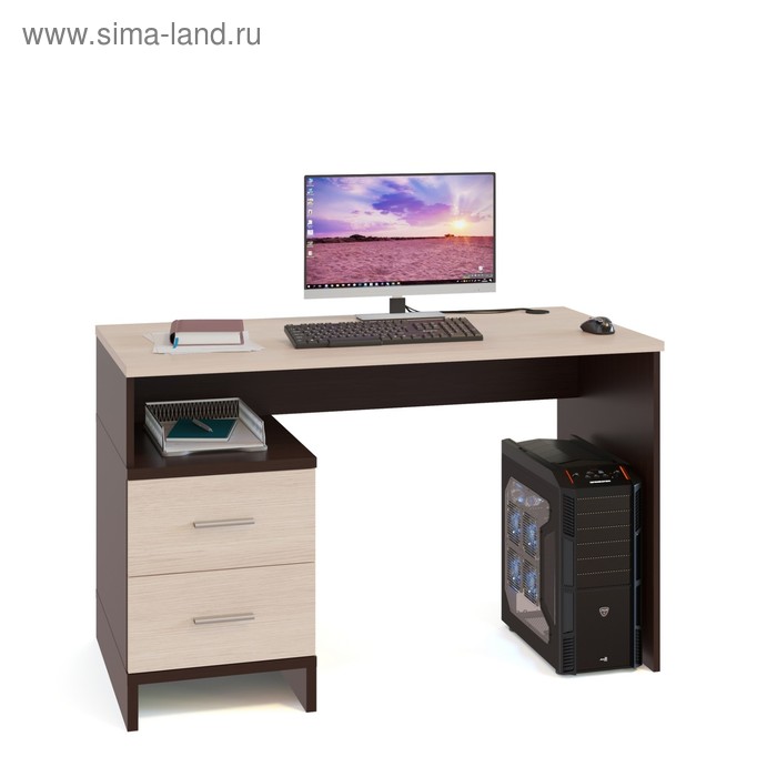Компьютерный стол, 1200 × 600 × 750 мм, цвет венге / белёный дуб компьютерный стол 1486 × 600 × 1440 мм цвет корпус венге фасад белёный дуб