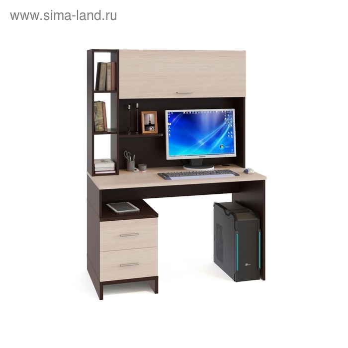 фото Компьютерный стол, 1200 × 600 × 750 мм, цвет венге / белёный дуб сокол
