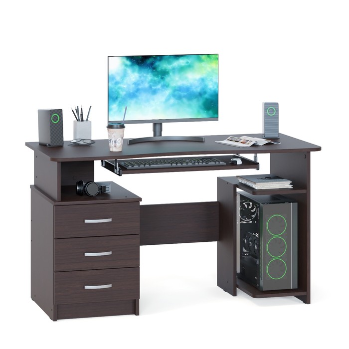 Компьютерный стол, 1300 × 600 × 740 мм, цвет венге компьютерный стол 600 × 600 × 1255 мм цвет венге