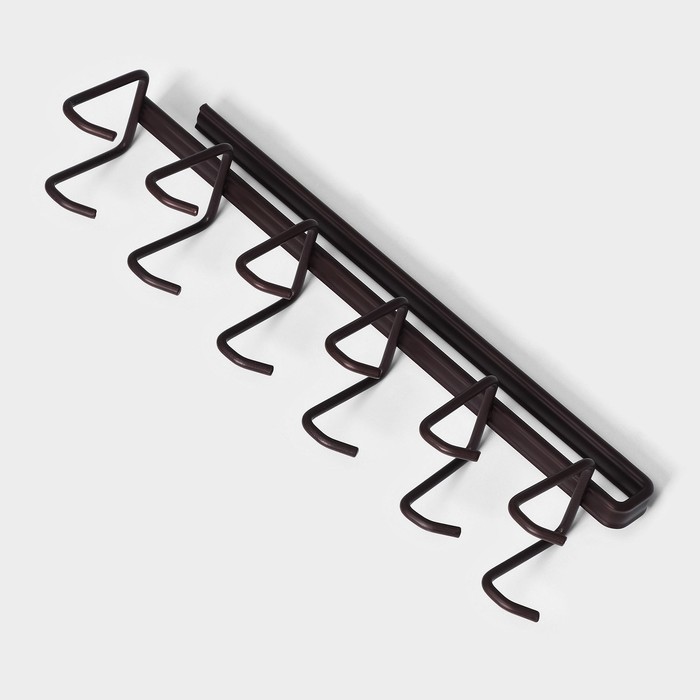 Держатель для кружек подвесной Доляна, на 12 предметов, 27×5×7,5 см, цвет коричневый