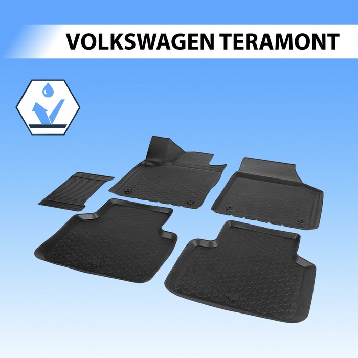 фото Коврики салона rival для volkswagen teramont 2017-н.в., полиуретан, с крепежом, с перемычкой, 5 шт., 15810001