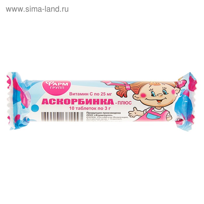 

Аскорбинка плюс, 10 таблеток по 3 г.