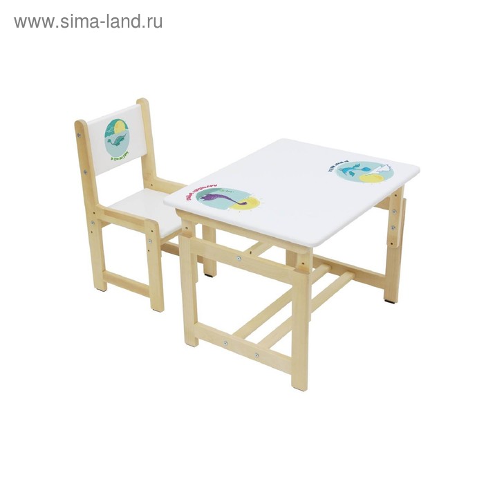 Комплект растущей детской мебели Polini kids Eco 400 SM, «Дино», 68 х 55 см, белый-натур.