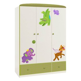 

Шкаф трехсекционный Polini kids Basic Elly, цвет белый-зелёный