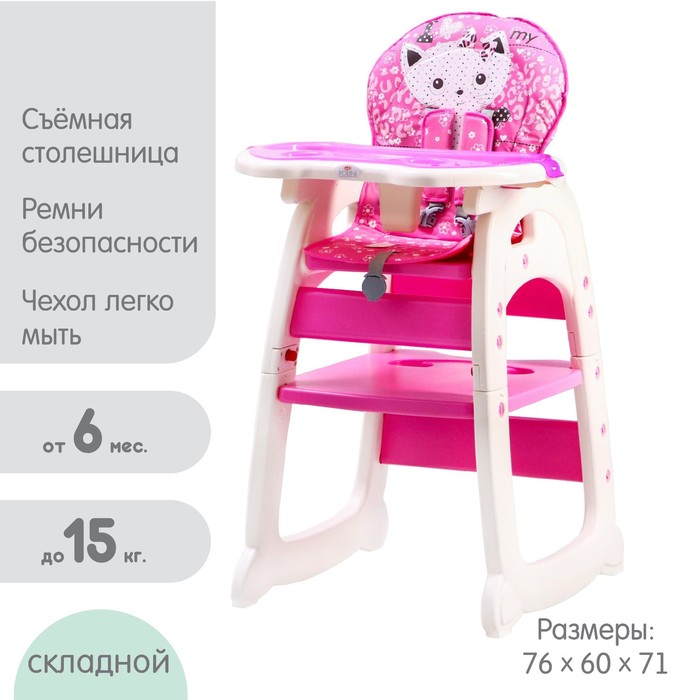 

Стульчик для кормления Polini kids 460, цвет розовый