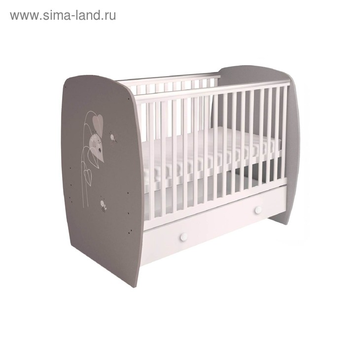 

Кроватка детская Polini kids French 710, Amis, с ящиком, цвет белый-серый