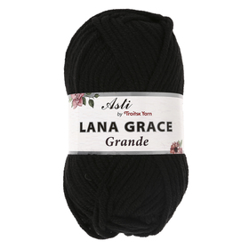 

Пряжа "Lana Grace Grande" 25% шерсть мериноса, 75% акрил 65м/100гр (0140 чёрный)