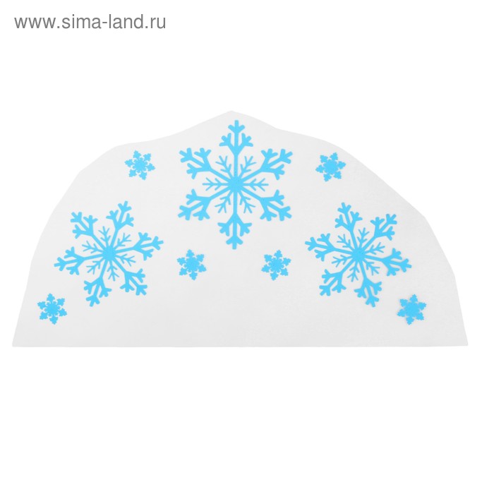 Термотрансфер на кокошник «Три снежинки», цвет синий с серебром