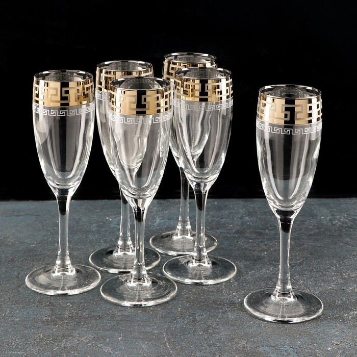 фото Набор бокалов для шампанского gidglass «барокко», 190 мл, 6 шт