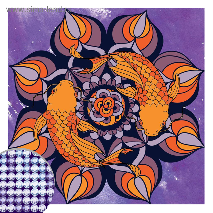 фото Алмазная вышивка мандала «рыбки» с частичным заполнением, 20 х 20 см. набор для творчества школа талантов