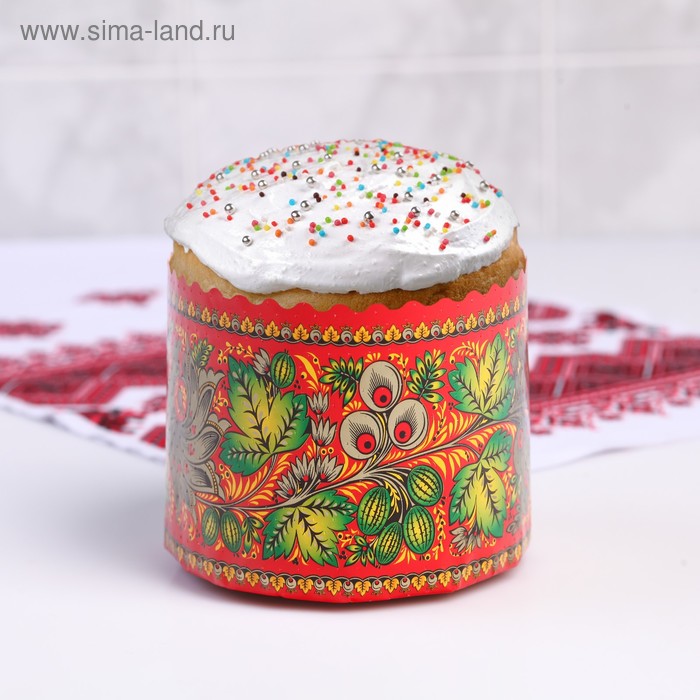 

Форма бумажная для кулича "Хохлома" 110 x 85 мм, МИКС