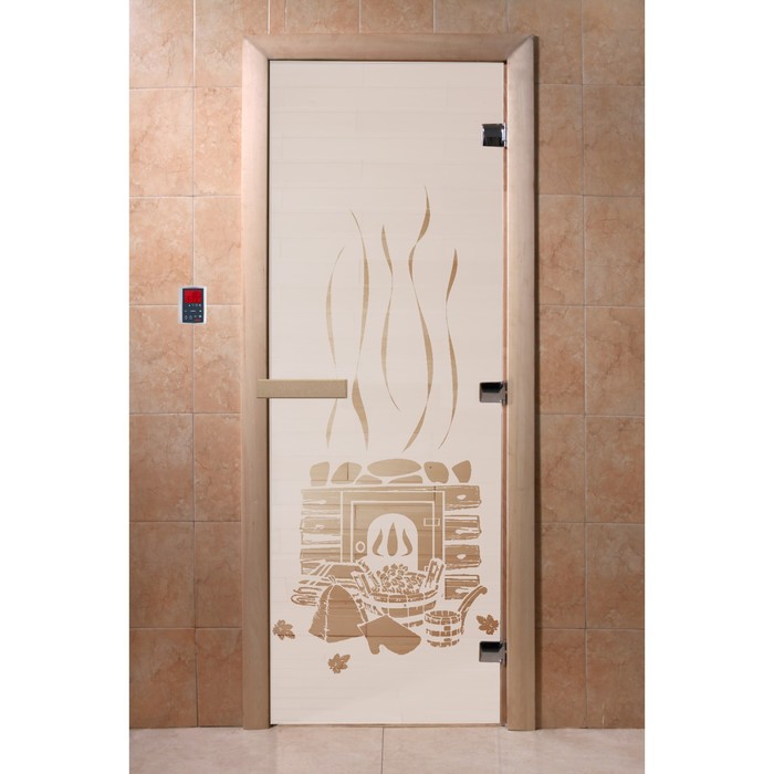 Дверь «Банька», размер коробки 190 × 70 см, левая, цвет сатин