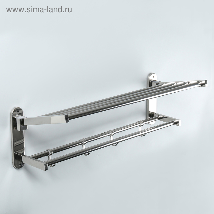 

Полка откидная с держателем полотенец, 4 крючка, 57×23×18 см