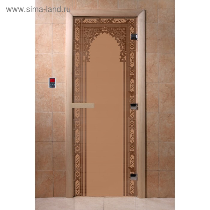 Дверь стеклянная «Восточная арка», размер коробки 190 × 70 см, 8 мм, матовая бронза дверь восточная арка размер коробки 190 × 70 см левая цвет бронза