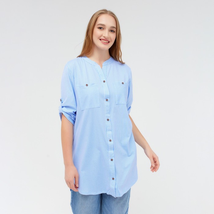 Рубашка женская, цвет голубой, размер 52