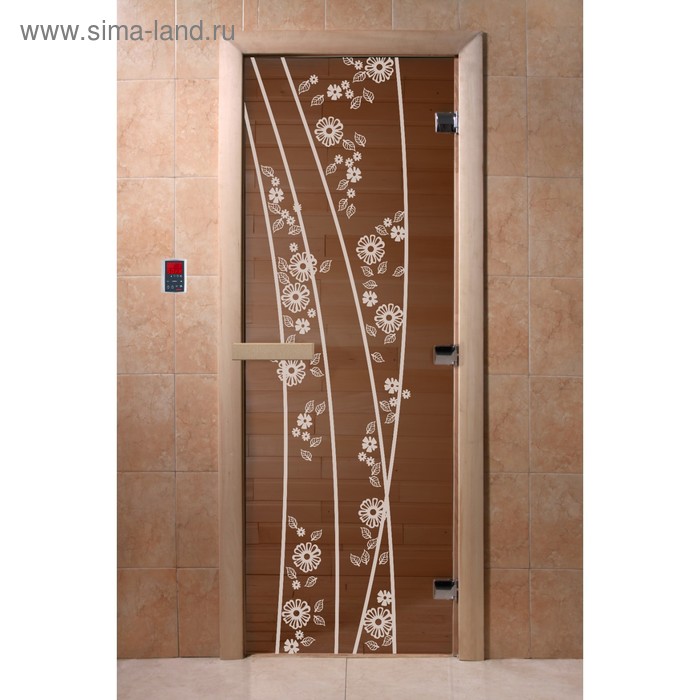 Дверь «Весна цветы», размер коробки 200 × 80 см, правая, цвет бронза фото