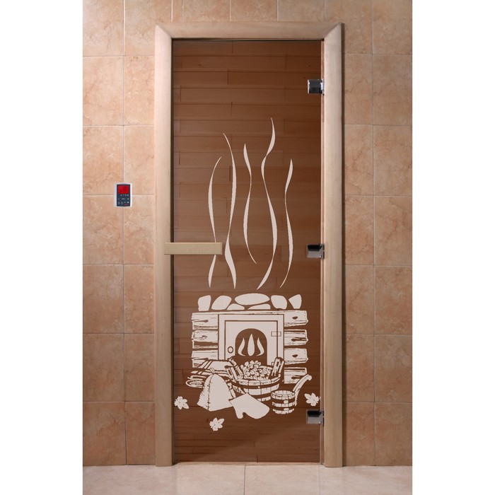 Дверь «Банька», размер коробки 200 × 80 см, правая, цвет бронза