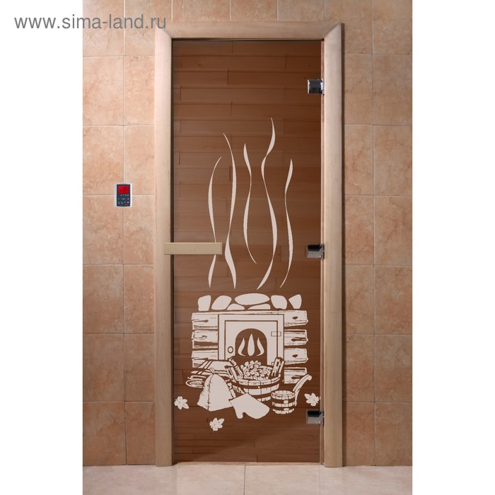 Дверь «Банька», размер коробки 200 × 80 см, правая, цвет бронза