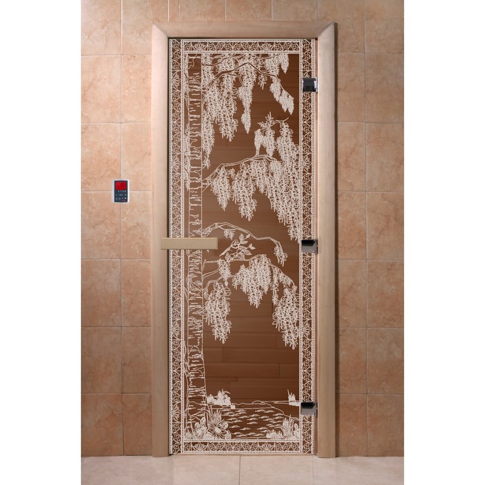 Дверь «Берёзка», размер коробки 200 × 80 см, правая, цвет бронза