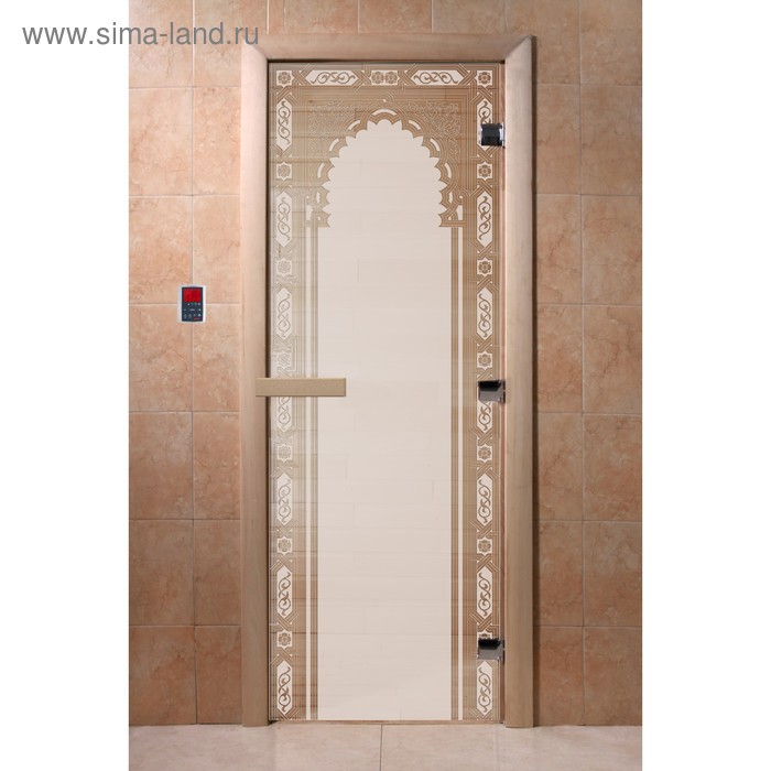 Дверь «Восточная арка», размер коробки 200 × 80 см, правая, цвет сатин дверь стеклянная хамам восточная арка размер коробки 200 × 80 см правая бронза