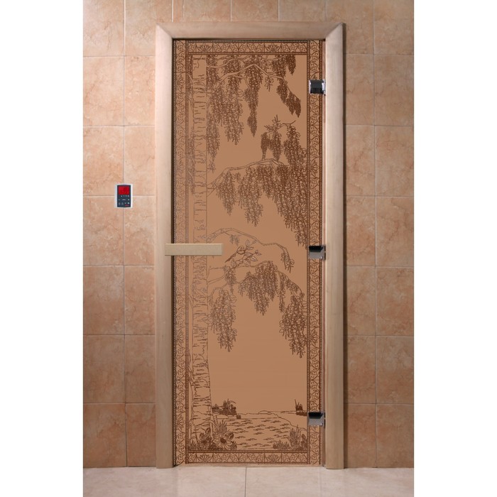 Дверь «Берёзка», размер коробки 200 × 80 см, левая, цвет матовая бронза