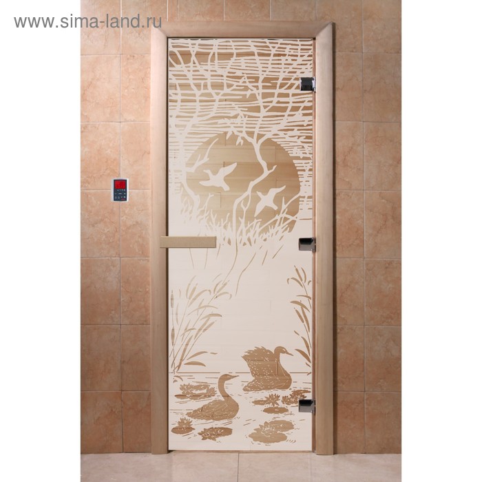 Дверь «Лебединое озеро», размер коробки 190 × 70 см, правая, цвет сатин