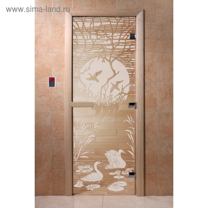 Дверь «Лебединое озеро», размер коробки 190 × 70 см, правая, цвет прозрачный