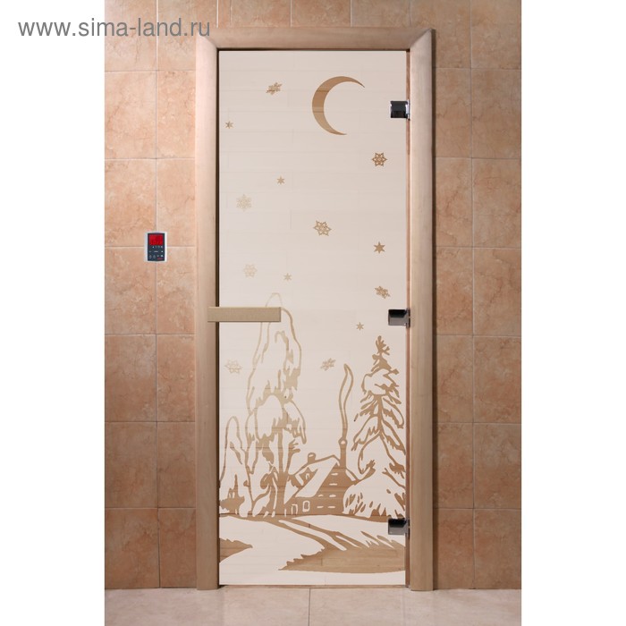 Дверь «Зима», размер коробки 190 × 70 см, левая, цвет сатин дверь зима размер коробки 190 × 70 см левая цвет матовая бронза