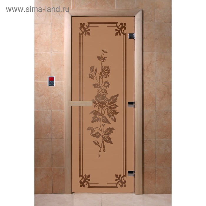 Дверь «Розы», размер коробки 190 × 70 см, левая, цвет матовая бронза дверь престиж размер коробки 190 × 70 см левая цвет бронза матовая