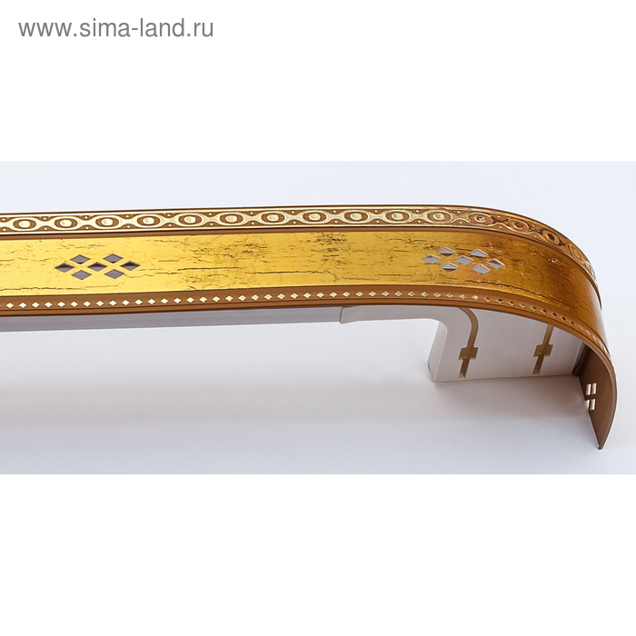 Карниз двухрядный «Ромб», ширина 340 см, золото, цвет антик держатель двухрядный простой 8 14 см цвет белый антик