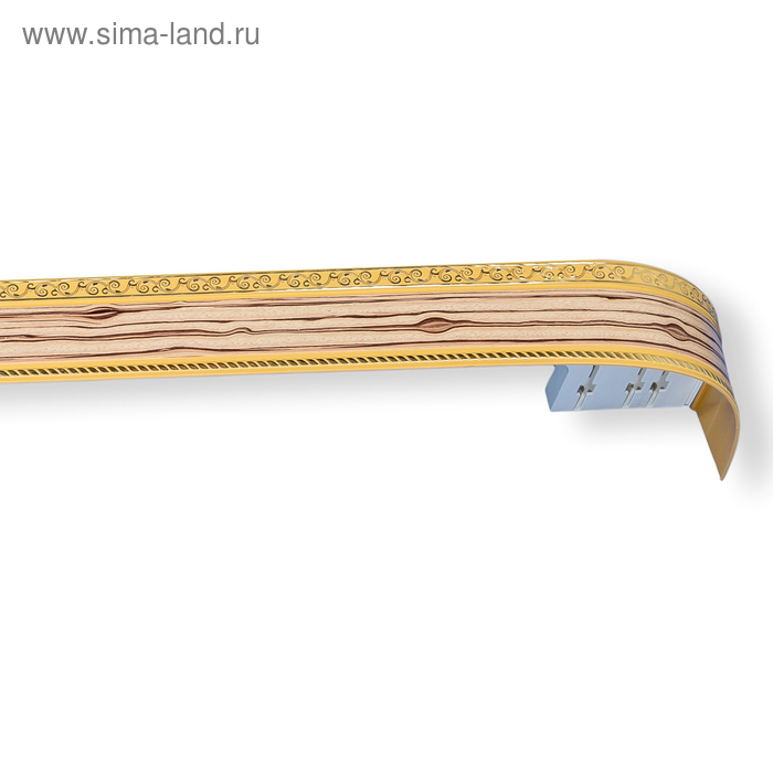 Карниз трёхрядный «Есенин» 250 см, молдинг золото, цвет зебрано натуральный
