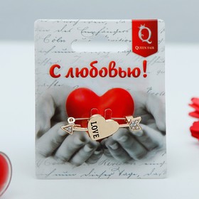 

Брошь "Сердце со стрелой" love, цвет белый в золоте