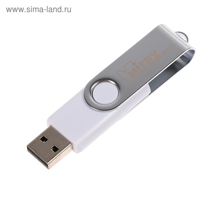 фото Флешка mirex swivel white, 64 гб, usb2.0, чт до 25 мб/с, зап до 15 мб/с, белый-серый