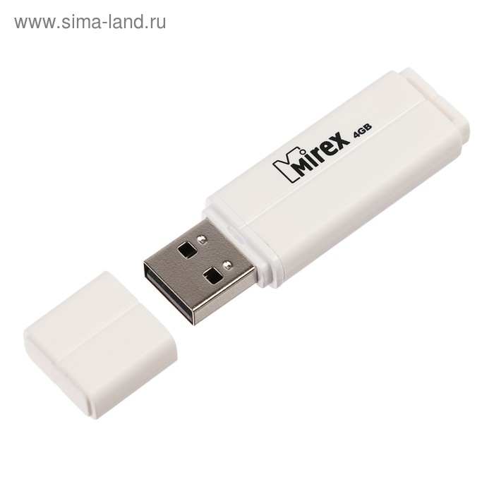 

Флешка Mirex LINE WHITE, 4 Гб, USB2.0, чт до 25 Мб/с, зап до 15 Мб/с, белая