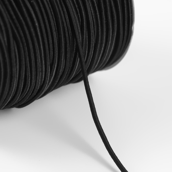 Резинка шляпная с текстильным покрытием, 2 мм, 50 ± 0,5 м, цвет чёрный
