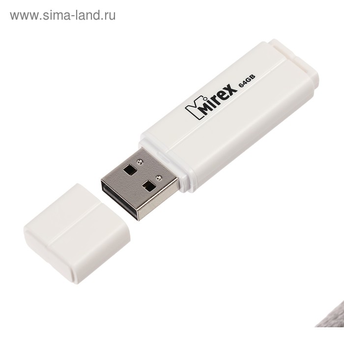 

Флешка Mirex LINE WHITE, 64 Гб, USB2.0, чт до 25 Мб/с, зап до 15 Мб/с, белая