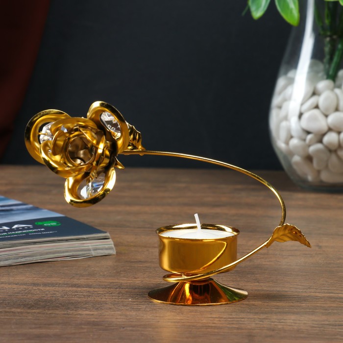 Подсвечник "Роза", цвет золотистый