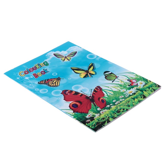 Раскраска формат А5 10 листов с наклейками Бабочки