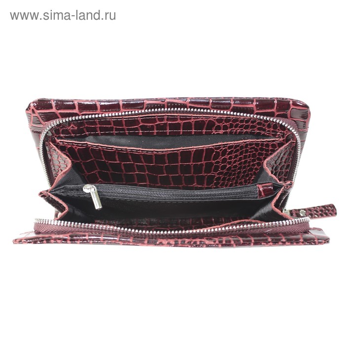 Клатч женский, на молнии, с ручкой, цвет бордовый