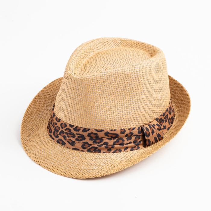 Шляпа женская MINAKU Леопард, размер 56-58, цвет коричневый