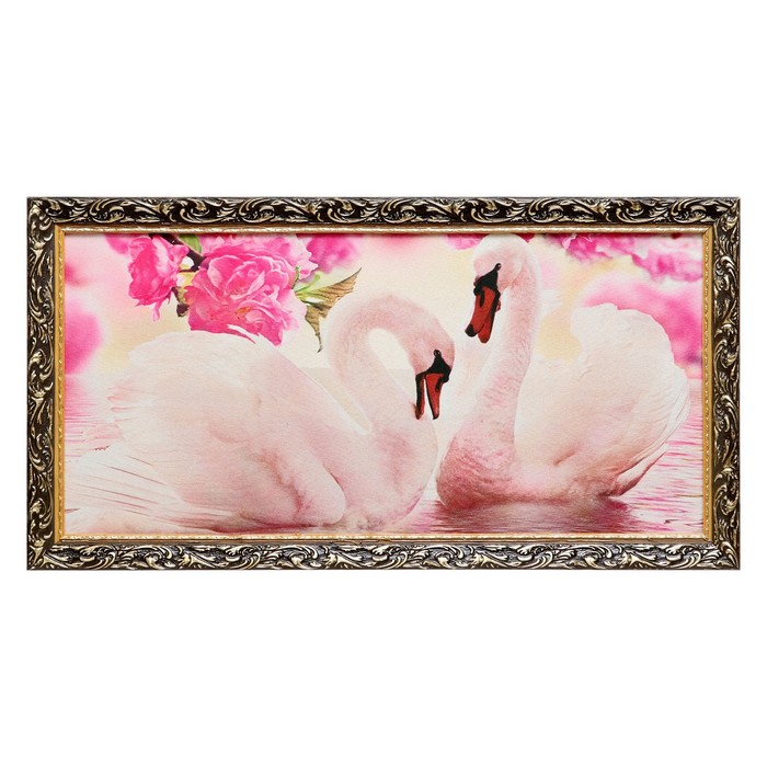 Гобеленовая картина Лебеди, 45х85 см, гобеленовая картина изумрудная заводь 102 77см