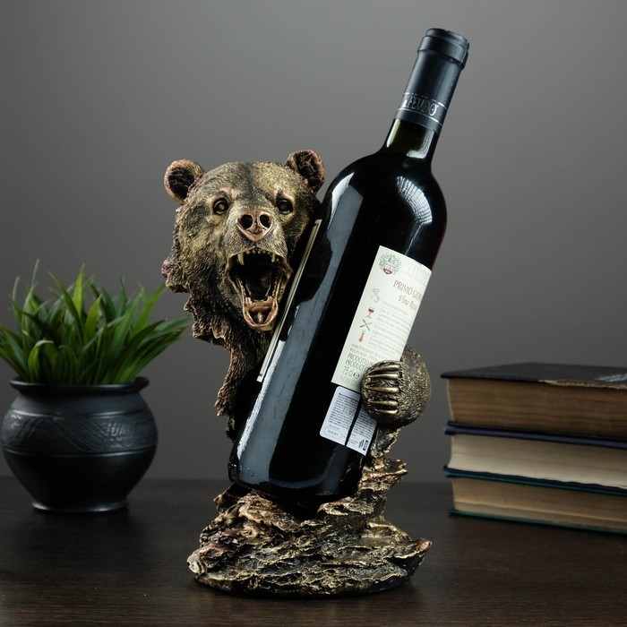 фото Подставка под бутылку "медведь" бронза 15х16х25см хорошие сувениры