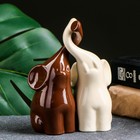 Фигура "Пара слонов" молочный+шоколад глянец 7х12х16см