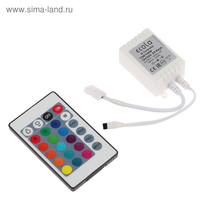 Контроллер Ecola для RGB ленты, 12 – 24 В, 6 А, пульт ДУ rgb контроллер ir 5 24 в 6 а 30 144 вт