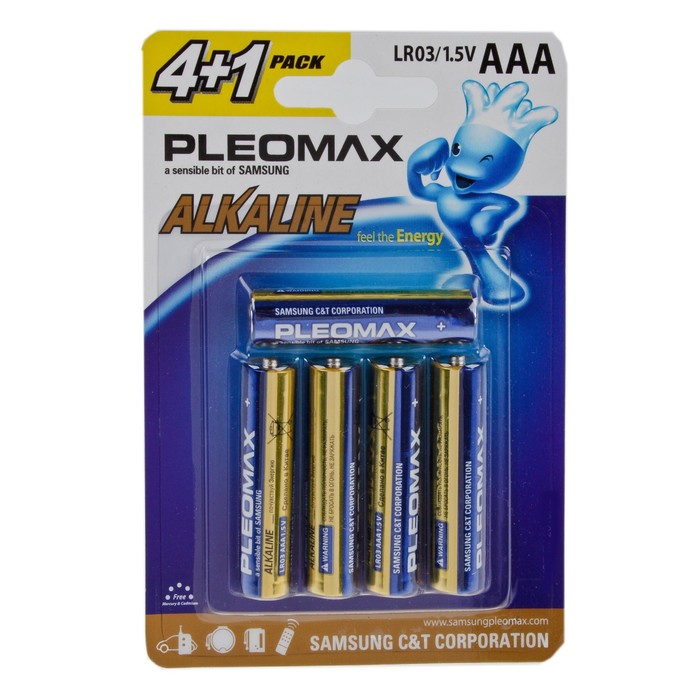 Батарейка алкалиновая Samsung Pleomax, ААА, LR03-5BL, блистер, 5 шт.