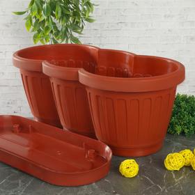 

УЦЕНКА Ящик для цветов с поддоном Петропласт «Гусеница», 40 см, МИКС